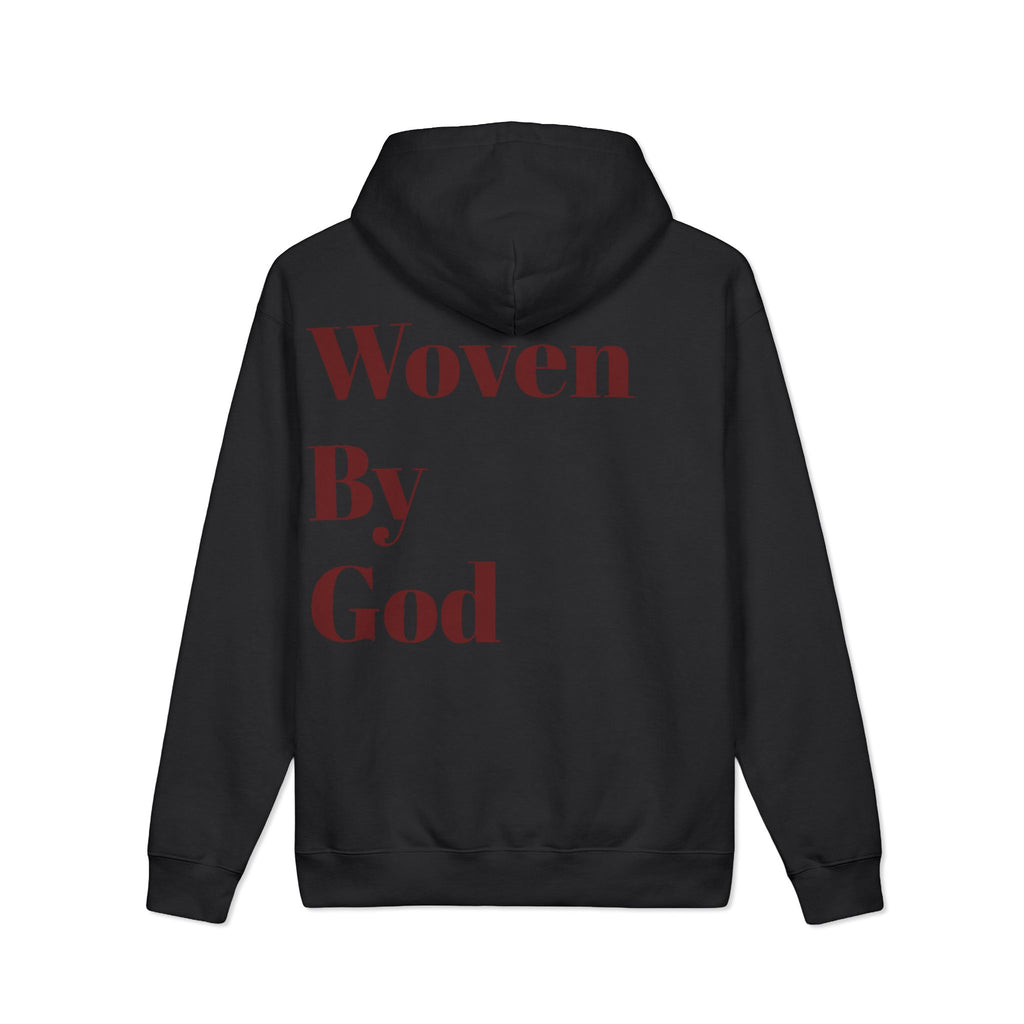 Woven By God Hoodie — Inspirational Olive Pullover with Back Script
