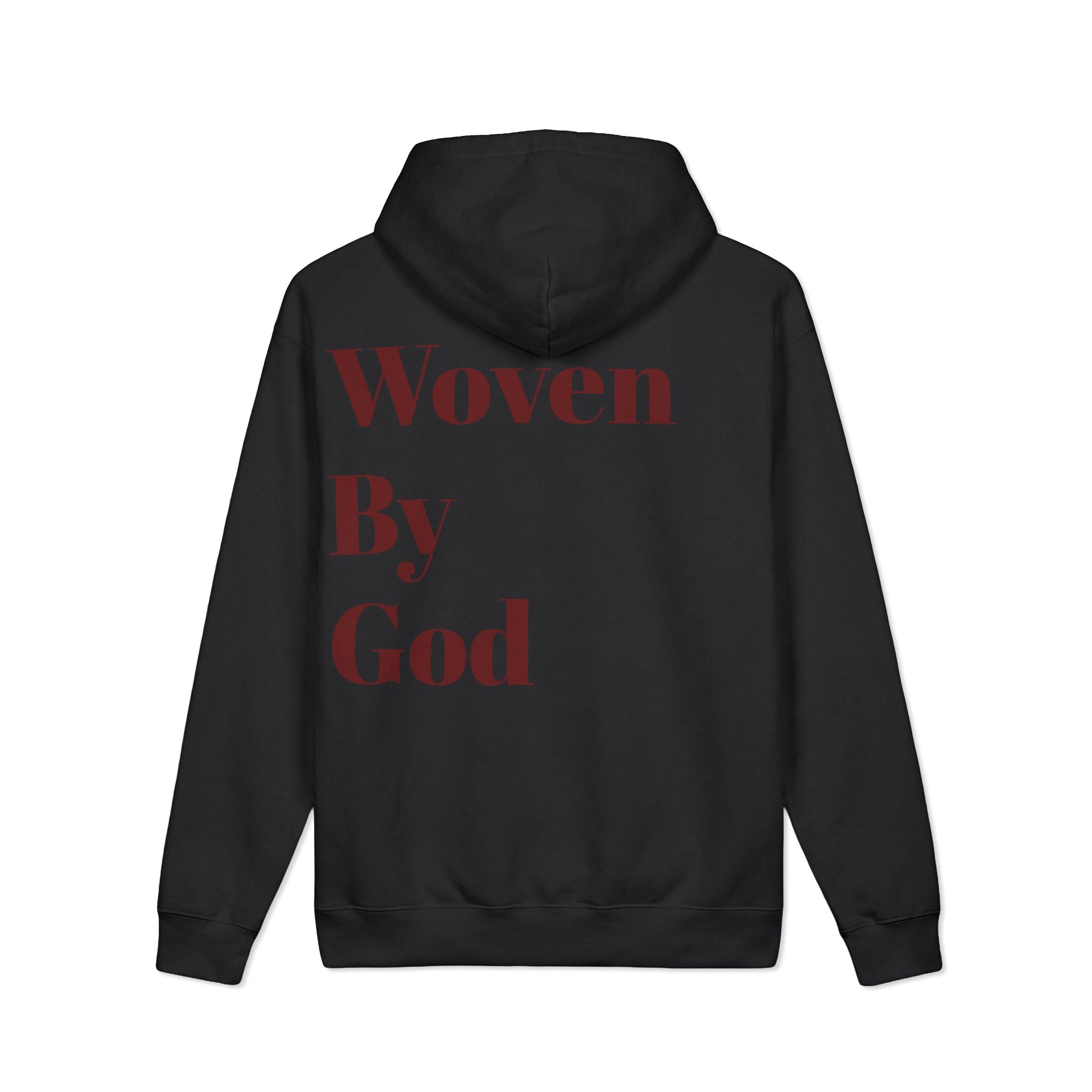 Woven By God Hoodie — Inspirational Olive Pullover with Back Script