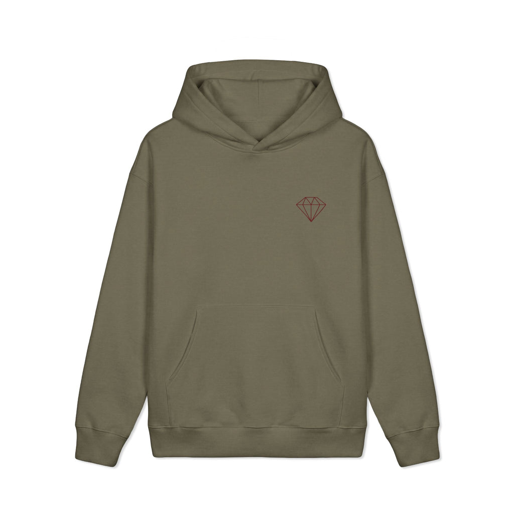 Woven By God Hoodie — Inspirational Olive Pullover with Back Script