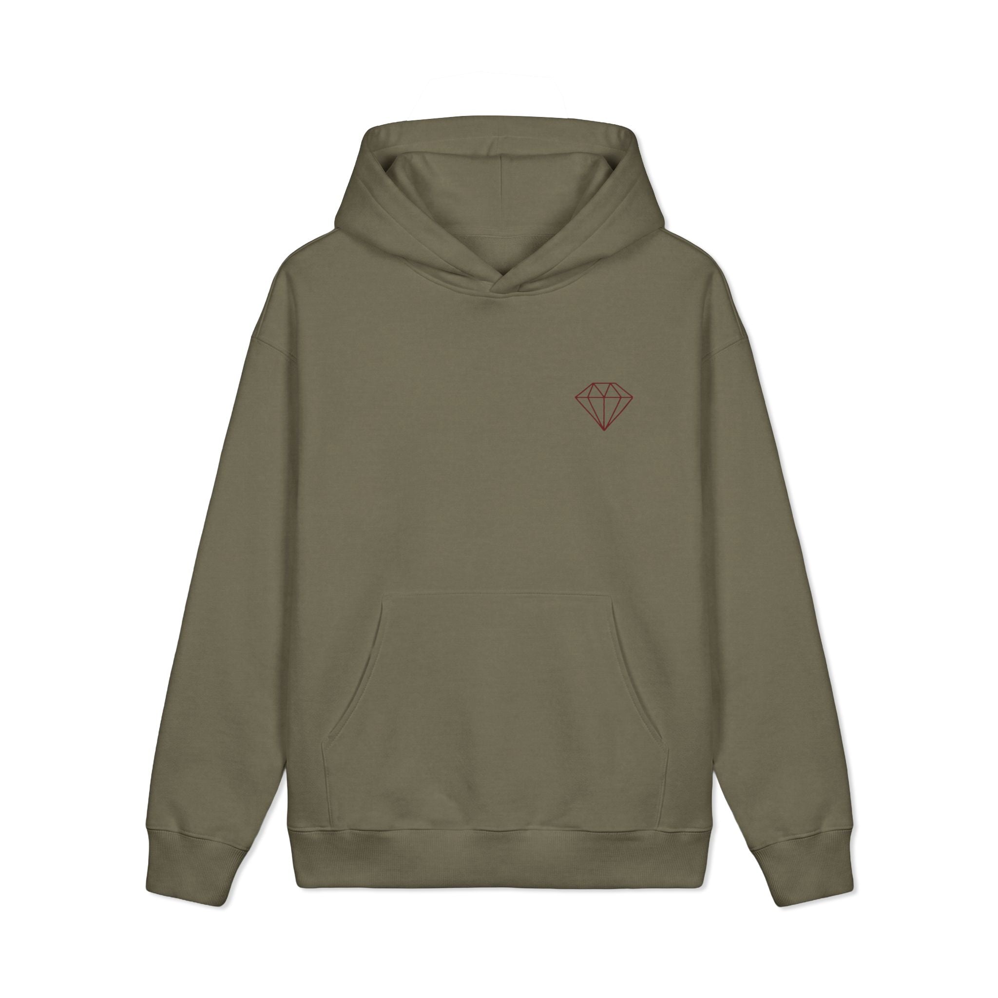 Woven By God Hoodie — Inspirational Olive Pullover with Back Script